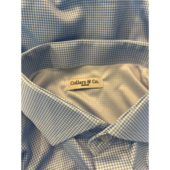 Collars & Co Dress Shirt Long Sleeve Blue Houndstooth Medium - Picture 4 of 5